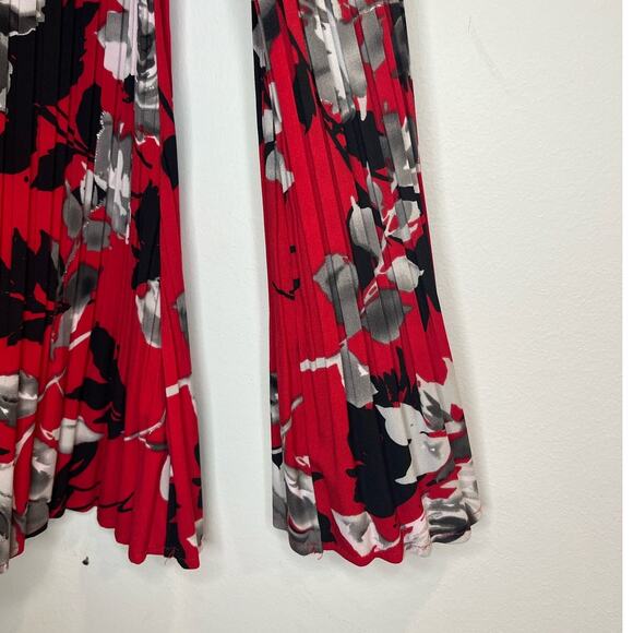 Nue Option Y2K Ruffle Front Bell Sleeve Pleated Blouse Size L Poet Dark Floral - Picture 4 of 7